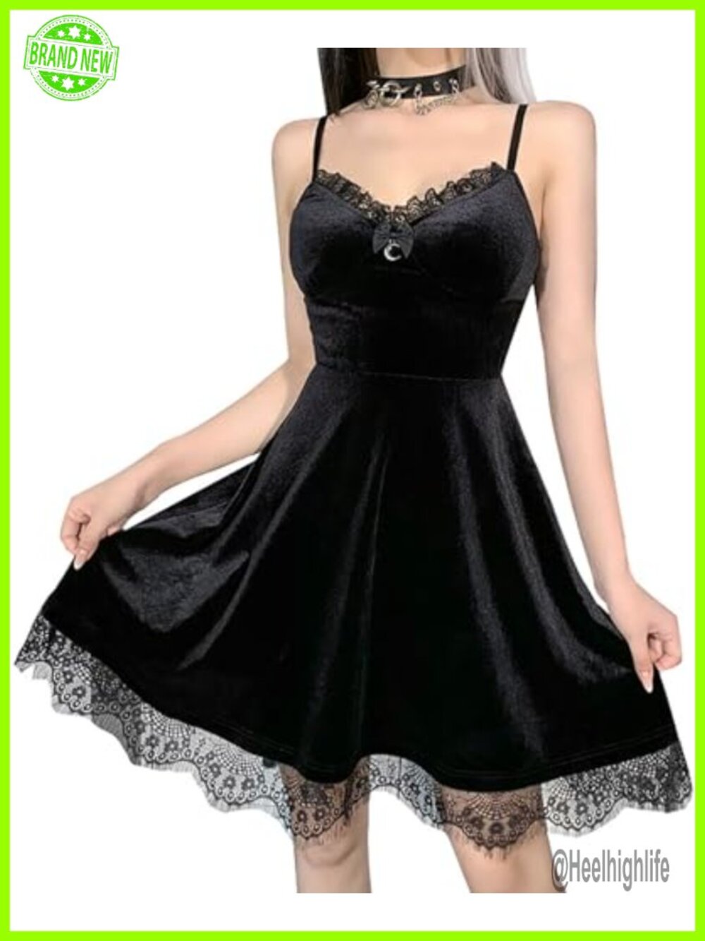 Gothic Lace Mini Dress Sleeveless Lace-Up Suede A-Line Party Prom
